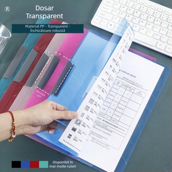 Dosar de documente cu închidere laterală și mecanism rotativ, format A4, capacitate mare pentru lucrări ale elevilor