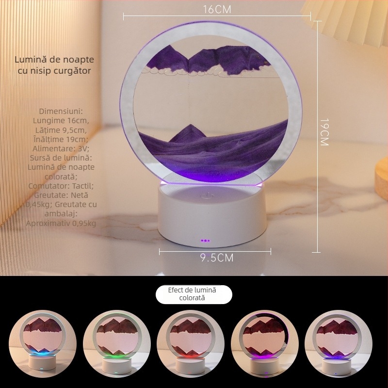 Lampă de noapte în stil chinezesc cu pictură cu nisip curgător – ornament decorativ pentru dulap TV sau birou