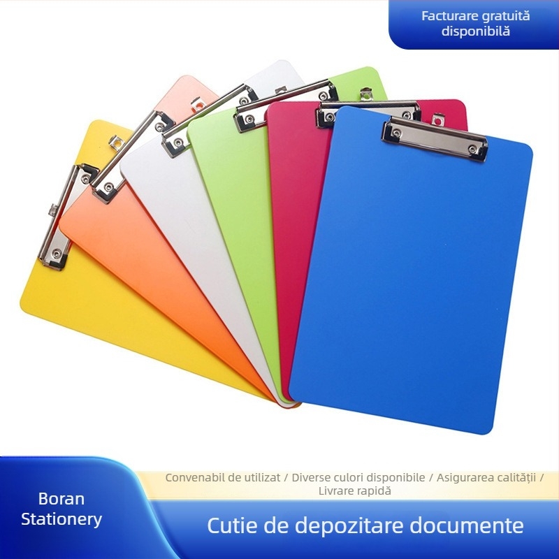 Dosar A4 din plastic cu clemă pentru scris, culoare solidă, organizator de fișiere pentru birou și școală
