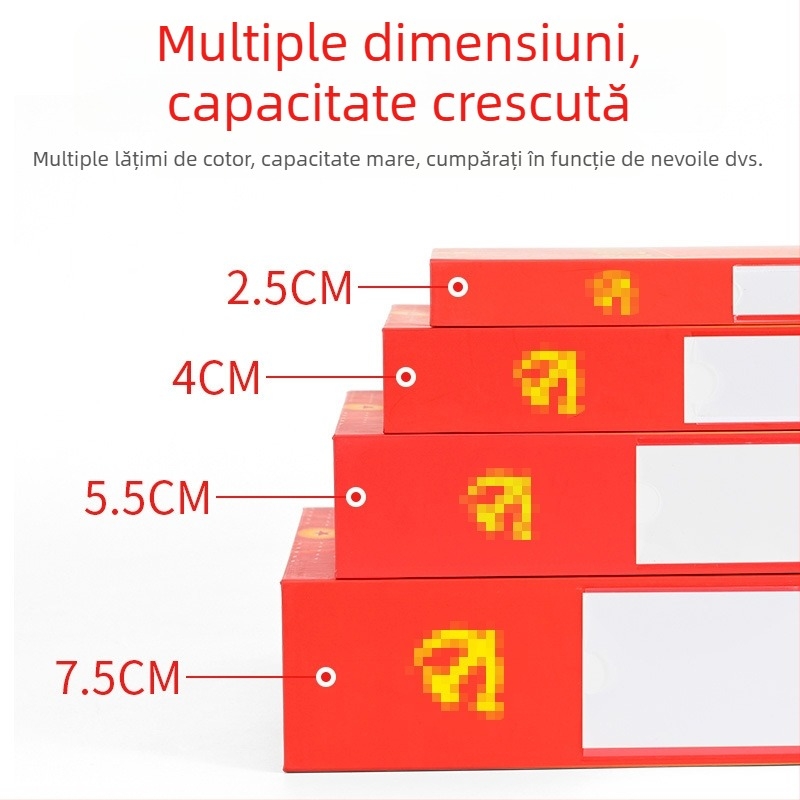 Cutie roșie de dosare, groasă, pentru organizarea partidului, cutie din plastic cu bază de carton și ștanțare cu folie aurie
