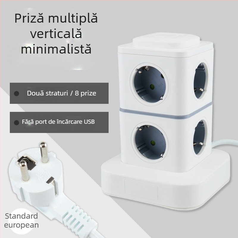 Priză inteligentă de tip turn, cu standard european, pentru birou de acasă, compatibilă cu prize germane, franceze și ruse.