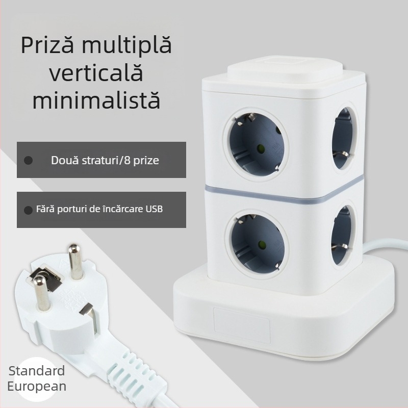 Priză inteligentă de tip turn, cu standard european, pentru birou de acasă, compatibilă cu prize germane, franceze și ruse.