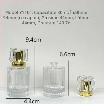 Sticlă de parfum din sticlă, 30 ml, cu pulverizator – recipient gol pentru cosmetică, capac bayonet, mai multe modele (6-10 variante)