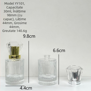 Sticlă de parfum din sticlă, 30 ml, cu pulverizator – recipient gol pentru cosmetică, capac bayonet, mai multe modele (6-10 variante)