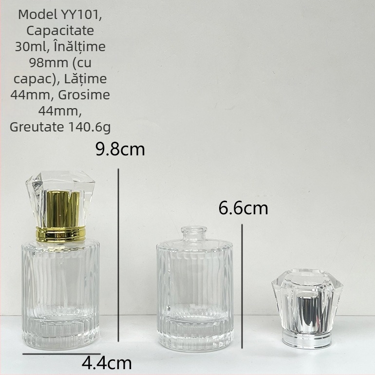 Sticlă de parfum din sticlă, 30 ml, cu pulverizator – recipient gol pentru cosmetică, capac bayonet, mai multe modele (6-10 variante)