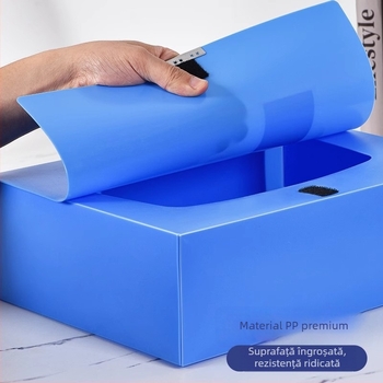 Cutie A4 pentru dosare, albastru cer, cu Velcro, cutie de depozitare din plastic PP, mare și groasă