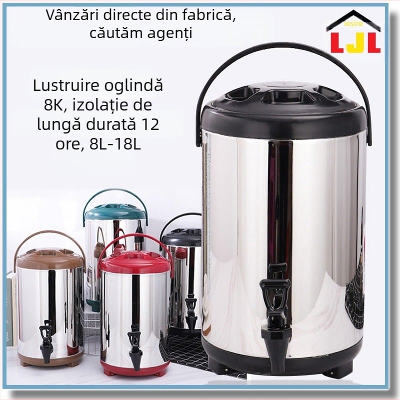 Vas din oțel inoxidabil 304 pentru ceai cu lapte, capacitate mare, izolat, pentru utilizare comercială, ceainărie