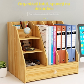 Cutie mare de depozitare din lemn pentru birou, cu sertar, organizator DIY creativ pentru fișiere