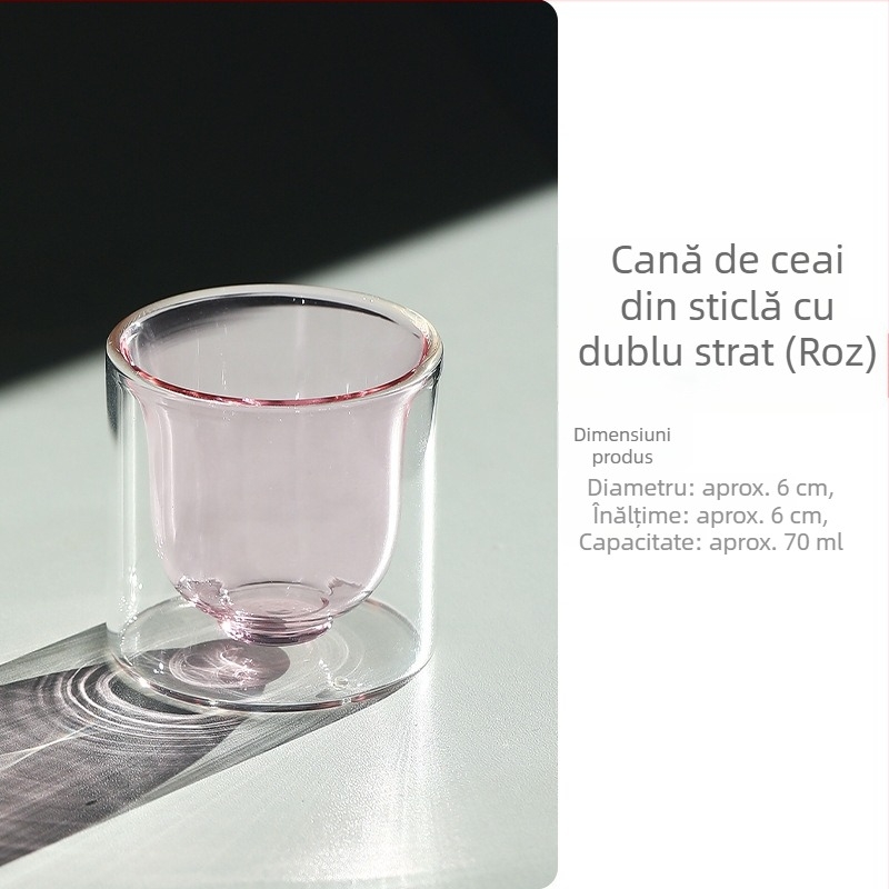 Set de ceai din sticlă borosilikat cu pereți dubli și izolație termică