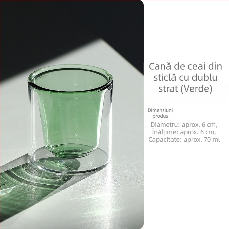 Set de ceai din sticlă borosilikat cu pereți dubli și izolație termică