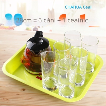 CHAHUA Tavă de ceai din plastic, pătrată, pentru bucătărie, tavă de drenaj pentru ceai și spațiu de depozitare pentru cești, ceai de fructe