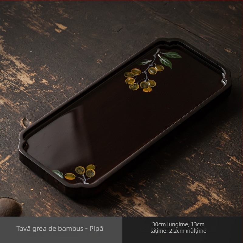 Tăviță de ceai din bambus, retro, cu suport pentru ceainic – accesorii pentru setul Kung Fu de ceai, farfurie pentru gustări și fructe