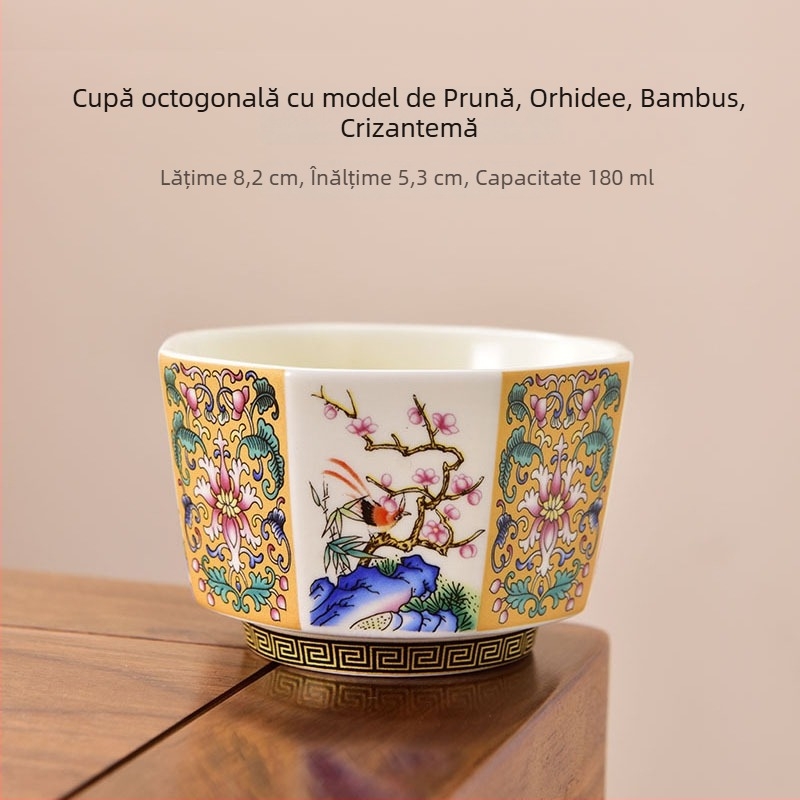 Ceșuță de ceai emailată pentru uz personal, porțelan, ceai în stil chinezesc – cadou