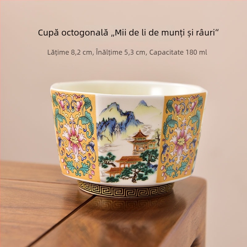 Ceșuță de ceai emailată pentru uz personal, porțelan, ceai în stil chinezesc – cadou