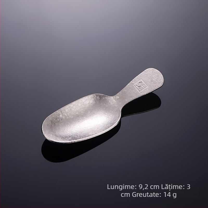 Linguriță de ceai din titan pur, cu mâner scurt, finisaj cristalin; pentru uz casnic, linguriță pentru boabe de cafea, desert și recipientul de ceai.