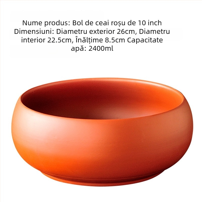 Set Gongfu de ceai din lut Yixing purpuriu, motiv bicolor cu opt cai, 6 inch, stil antic; include ceainic, ceașcă și vas de clătire a ceaiului