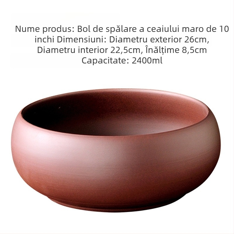 Set Gongfu de ceai din lut Yixing purpuriu, motiv bicolor cu opt cai, 6 inch, stil antic; include ceainic, ceașcă și vas de clătire a ceaiului
