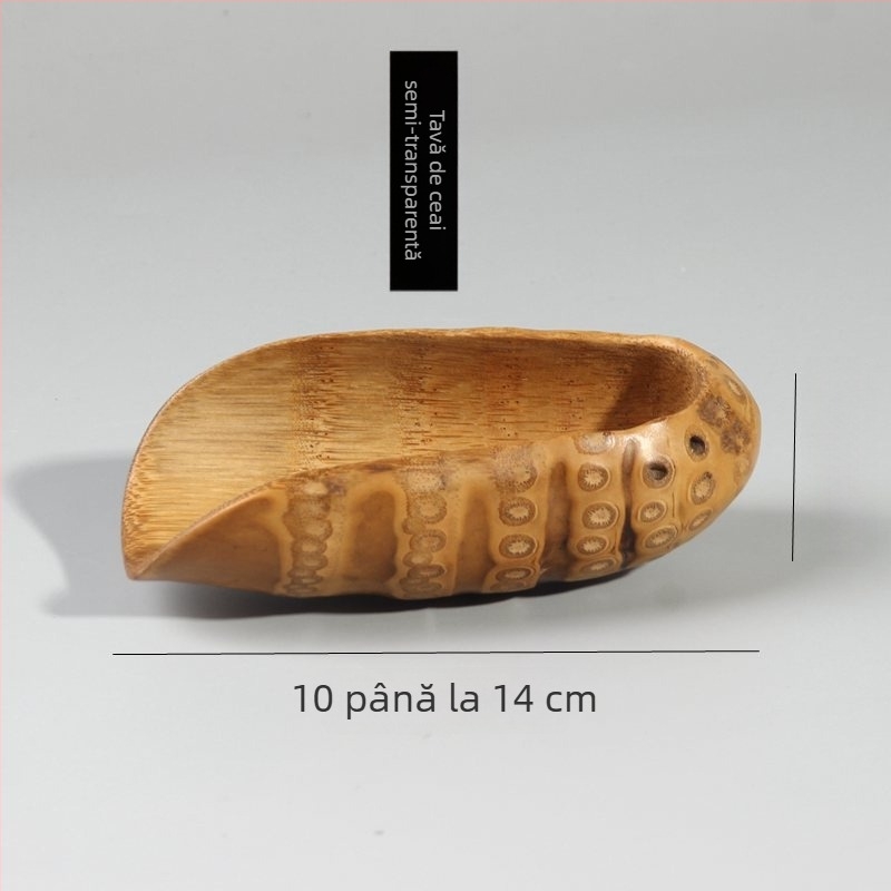 Set de ceai din rădăcină de bambus, cu instrumente sculptate pentru ceremonia ceaiului