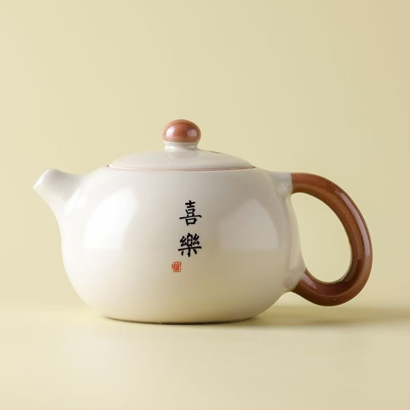 Set de ceai Ru Kiln Kung Fu: ceainic și două cești, pentru uz casnic, pentru o singură persoană, cutie cadou