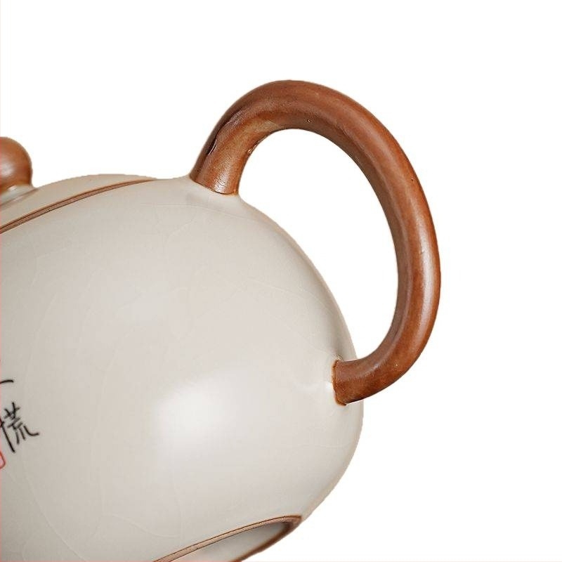 Set de ceai Ru Kiln Kung Fu: ceainic și două cești, pentru uz casnic, pentru o singură persoană, cutie cadou