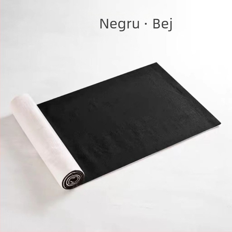 Runner Zen pentru masă de ceai, dublă față, din bumbac-lin, două nuanțe, stil rustic și elegant, design unic