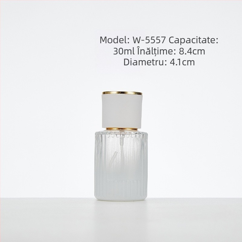 Sticluță de parfum cu gradient colorat și dungi verticale, sticlă groasă de înaltă calitate, spray portabil fin, recipient gol