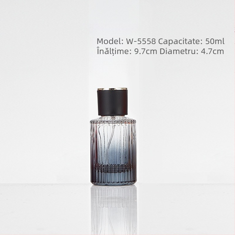 Sticluță de parfum cu gradient colorat și dungi verticale, sticlă groasă de înaltă calitate, spray portabil fin, recipient gol