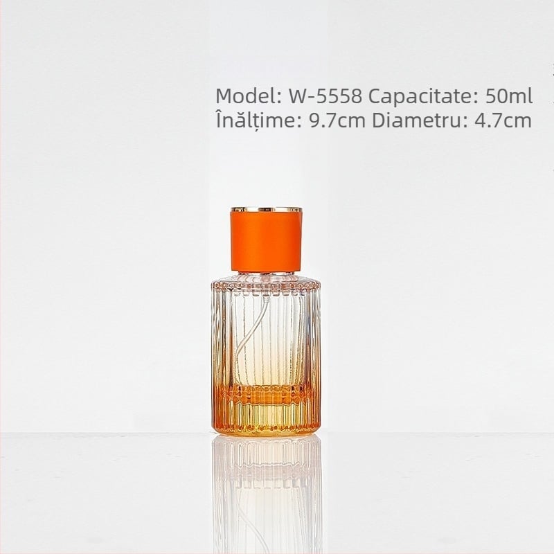 Sticluță de parfum cu gradient colorat și dungi verticale, sticlă groasă de înaltă calitate, spray portabil fin, recipient gol