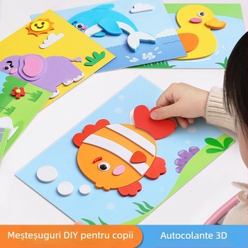 Set de autocolante EVA 3D pentru copii – temă Prințesa, kit DIY educațional cu autocolante