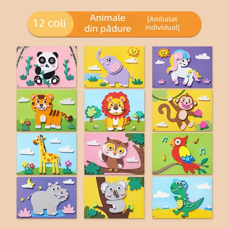 Set de autocolante EVA 3D pentru copii – temă Prințesa, kit DIY educațional cu autocolante