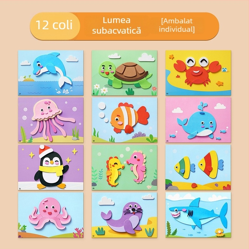Set de autocolante EVA 3D pentru copii – temă Prințesa, kit DIY educațional cu autocolante
