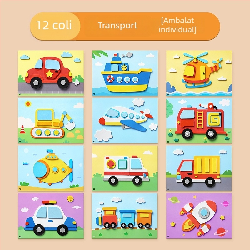 Set de autocolante EVA 3D pentru copii – temă Prințesa, kit DIY educațional cu autocolante
