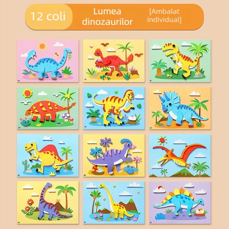 Set de autocolante EVA 3D pentru copii – temă Prințesa, kit DIY educațional cu autocolante