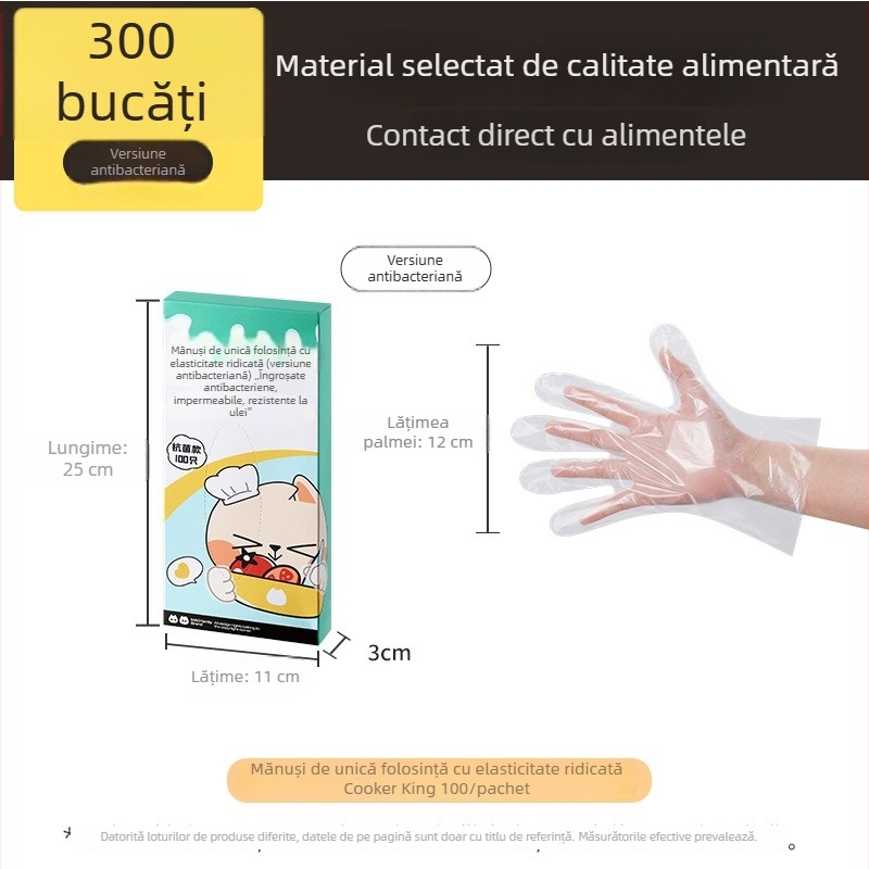 Cooker King mănuși de unică folosință din TPE, pentru contact cu alimente, cu grosime mărită, durabile pentru bucătărie, coacere și curățare