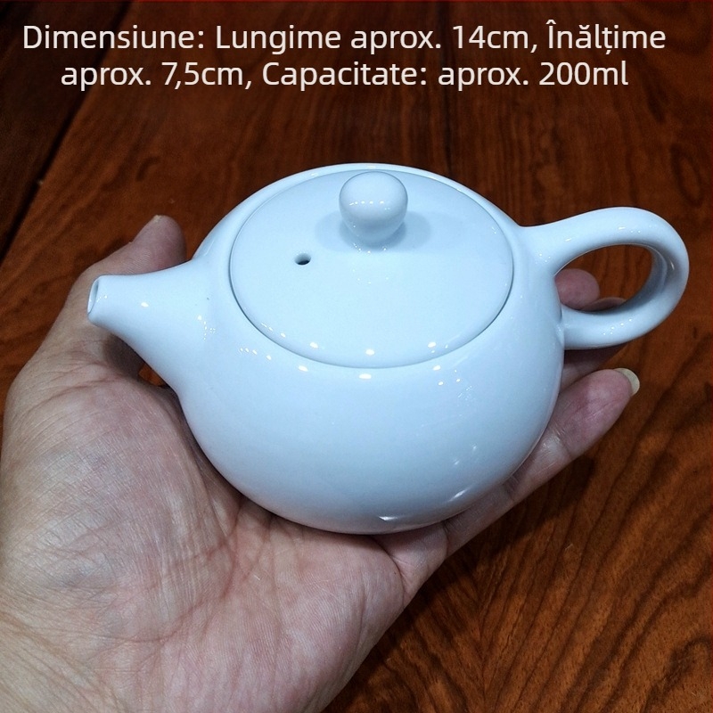Ceainic ceramic Kung Fu, porțelan albastru-alb, mic, 250 ml, pictat manual, stil simplu
