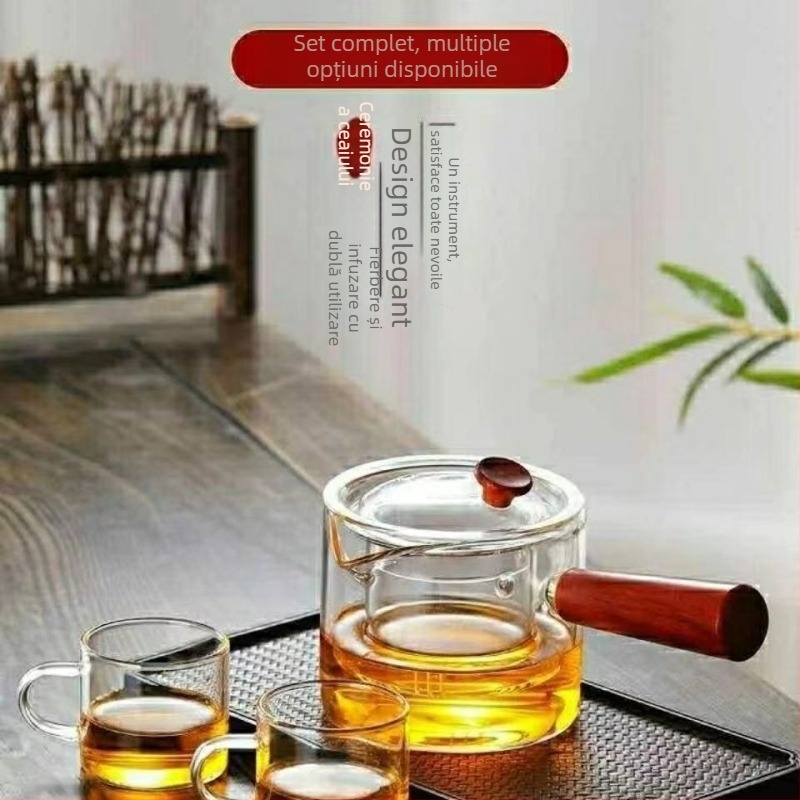 Ceainic cu mâner lateral pentru infuzarea ceaiului, set de ceai pentru uz casnic, oală pentru fierberea apei, oală de wellness, set de ceai din lut mov