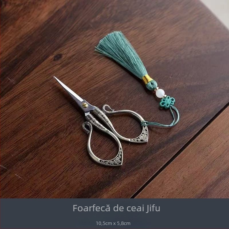 Foarfecă pentru ceai cu ciucuri, stil chinezesc, din oțel inoxidabil – accesorii pentru ceremonia ceaiului
