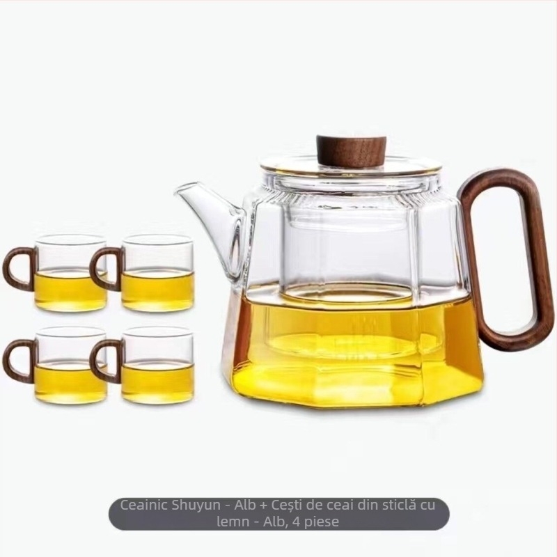 Ceainic din sticlă, rezistent la temperaturi înalte, infuzor de ceai pentru separare, set de ceai pentru uz casnic, compatibil cu plita ceramică electrică