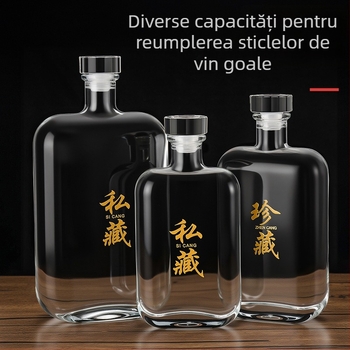 Sticlă goală din cristal pentru lichior, vin de fructe, băuturi de casă, vin roșu și ceai infuzat rece — sticlă pătrată plată (375ml/500ml/1000ml)