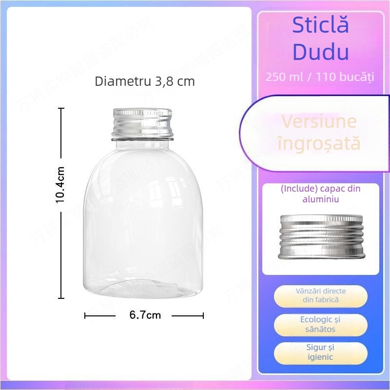 Pahar PET transparent, de unică folosință, cu capac, pentru ceai cu lapte și băuturi mango cu sago.