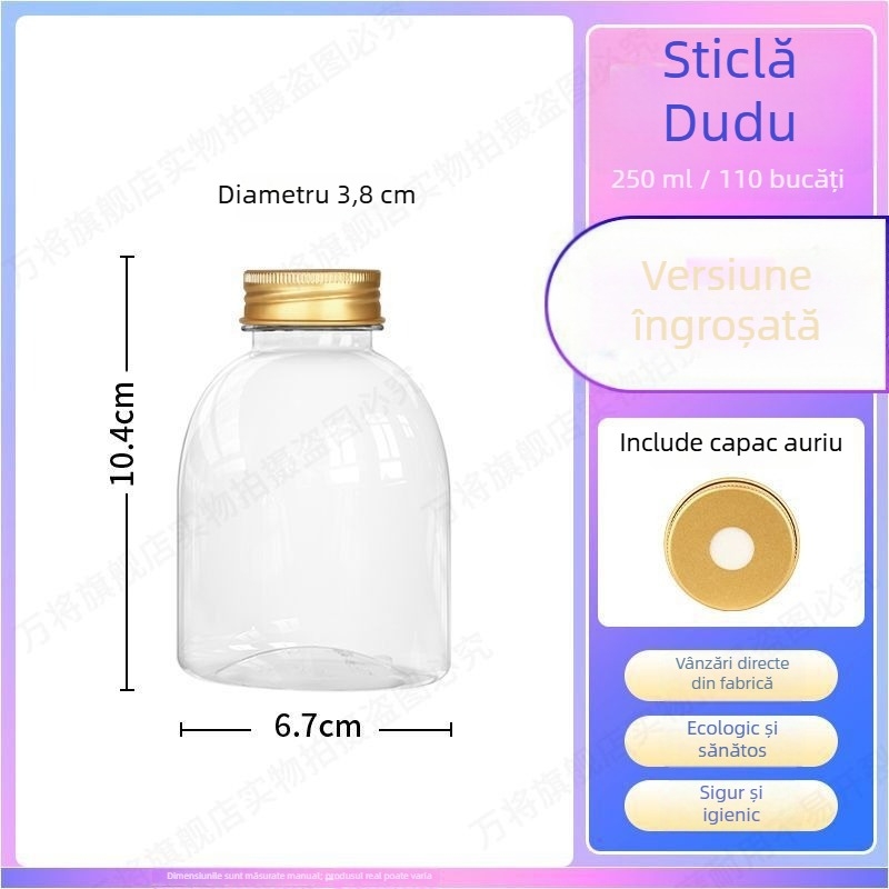 Pahar PET transparent, de unică folosință, cu capac, pentru ceai cu lapte și băuturi mango cu sago.