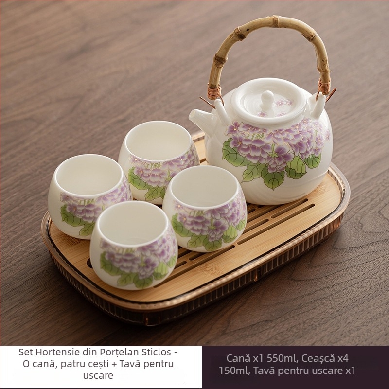 Ceainic mare din porțelan Jad de lapte, set Gongfu de ceai pentru 2–4 persoane