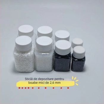 Sticlă pătrată, transparentă, din PET, 30 ml, pentru pastile, cu gură largă și capac filet