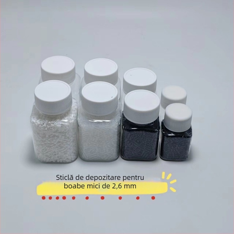 Sticlă pătrată, transparentă, din PET, 30 ml, pentru pastile, cu gură largă și capac filet