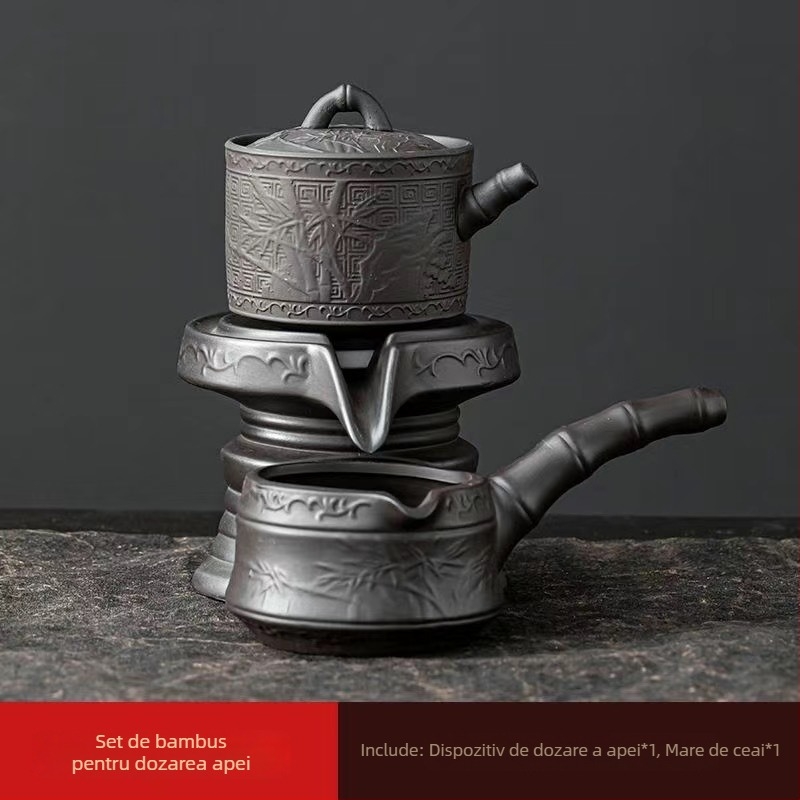 Set Gongfu de ceai din ceramică, cu ceainic, cești și tavă melamină