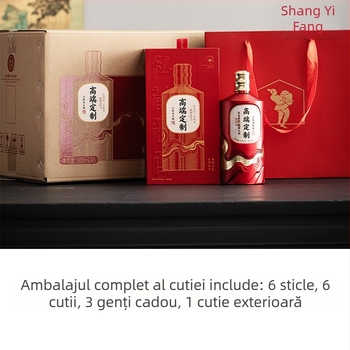 Shangyifang sticlă de lux pentru băuturi alcoolice, 500 ml – set complet de ambalaj cu suport pentru design