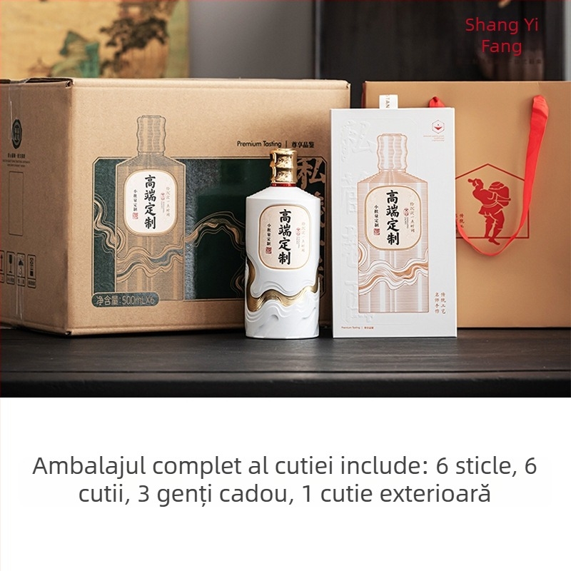 Shangyifang sticlă de lux pentru băuturi alcoolice, 500 ml – set complet de ambalaj cu suport pentru design