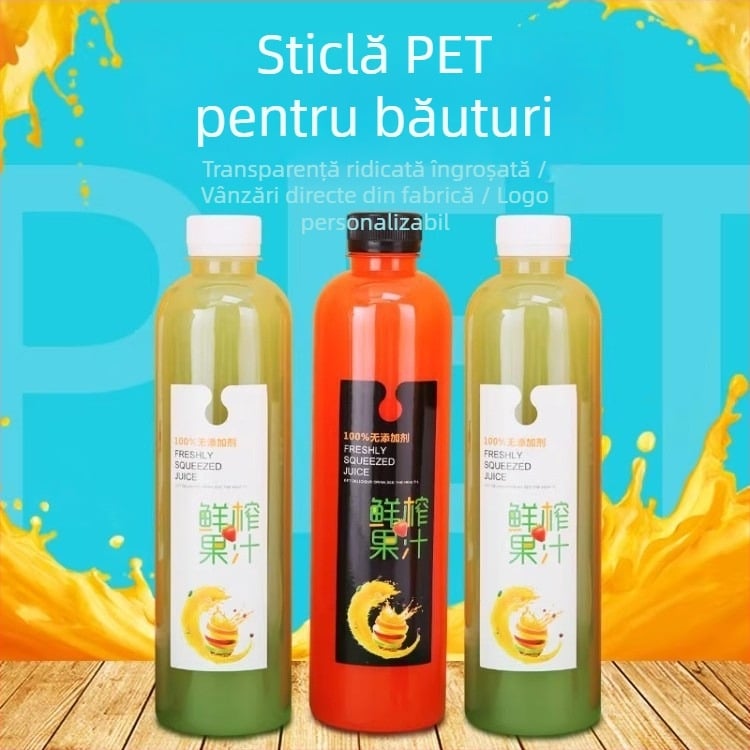 Sticlă transparentă din plastic cu capac, 500 ml – de calitate alimentară, pentru sucuri, băuturi, enzime și miere