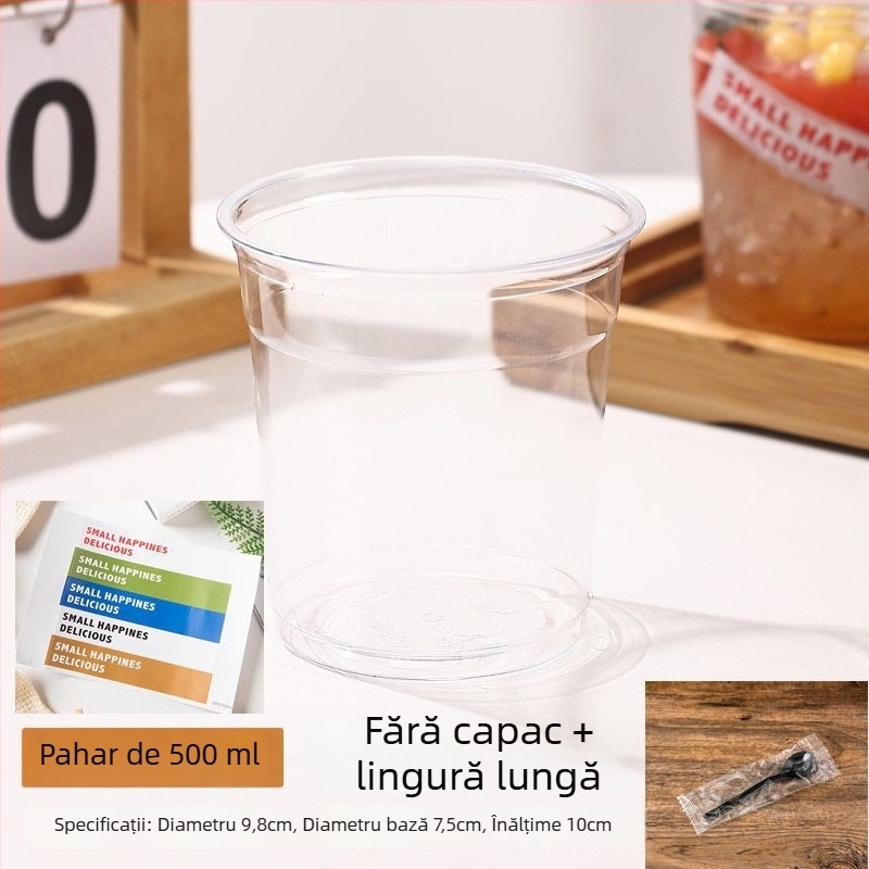 Dudu Cup – Bol transparent de unică folosință pentru ambalare ceai cu lapte, jeleu de gheață și ceai cu lămâie