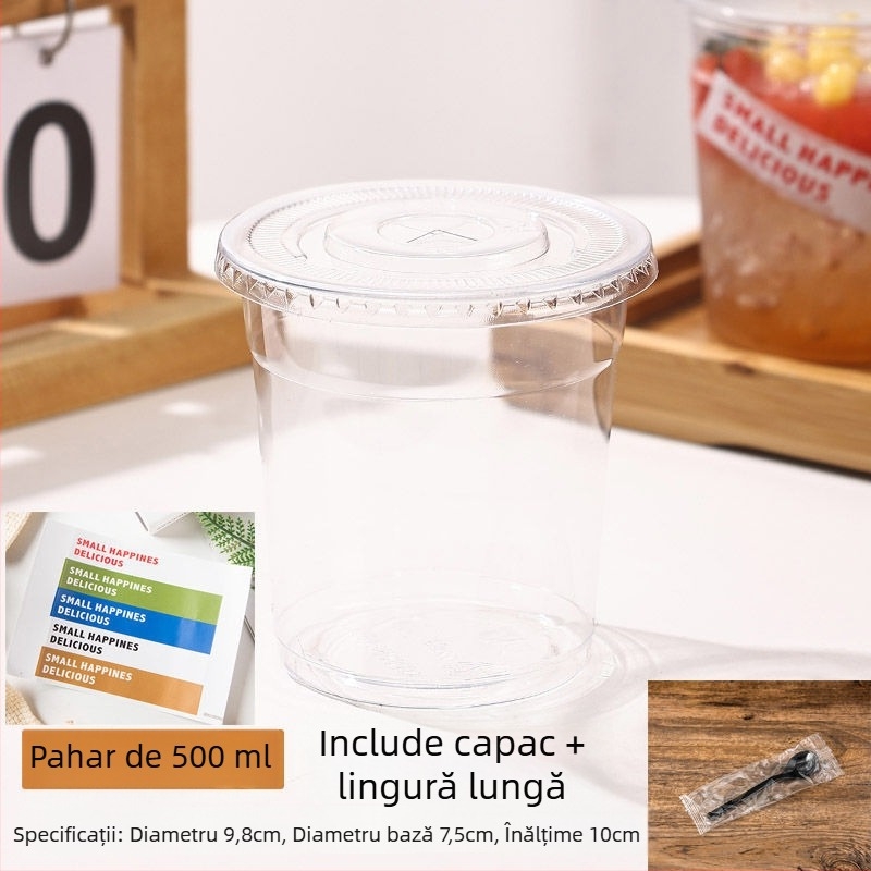 Dudu Cup – Bol transparent de unică folosință pentru ambalare ceai cu lapte, jeleu de gheață și ceai cu lămâie